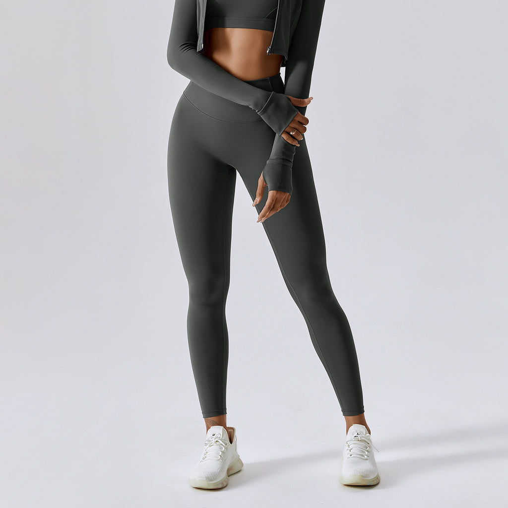Running nude quick-drying fitness pants breathable outer wear tight sports pants high waist hip lift yoga pants women