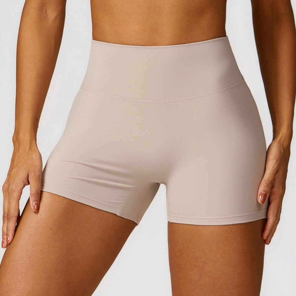Brushed high waist yoga shorts tummy control peach butt lift running fitness pants tight sports shorts