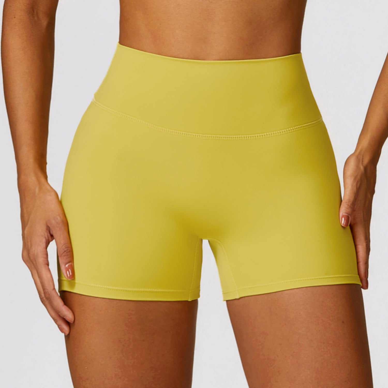 Brushed high waist yoga shorts tummy control peach butt lift running fitness pants tight sports shorts