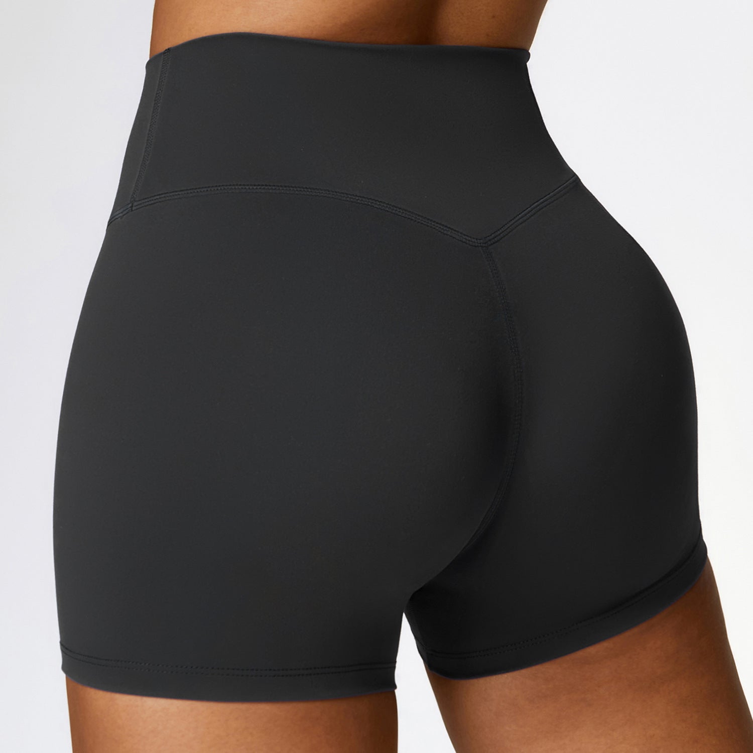 European and American sanded tight yoga shorts women's high waist tummy control fitness pants hip lifting running shorts