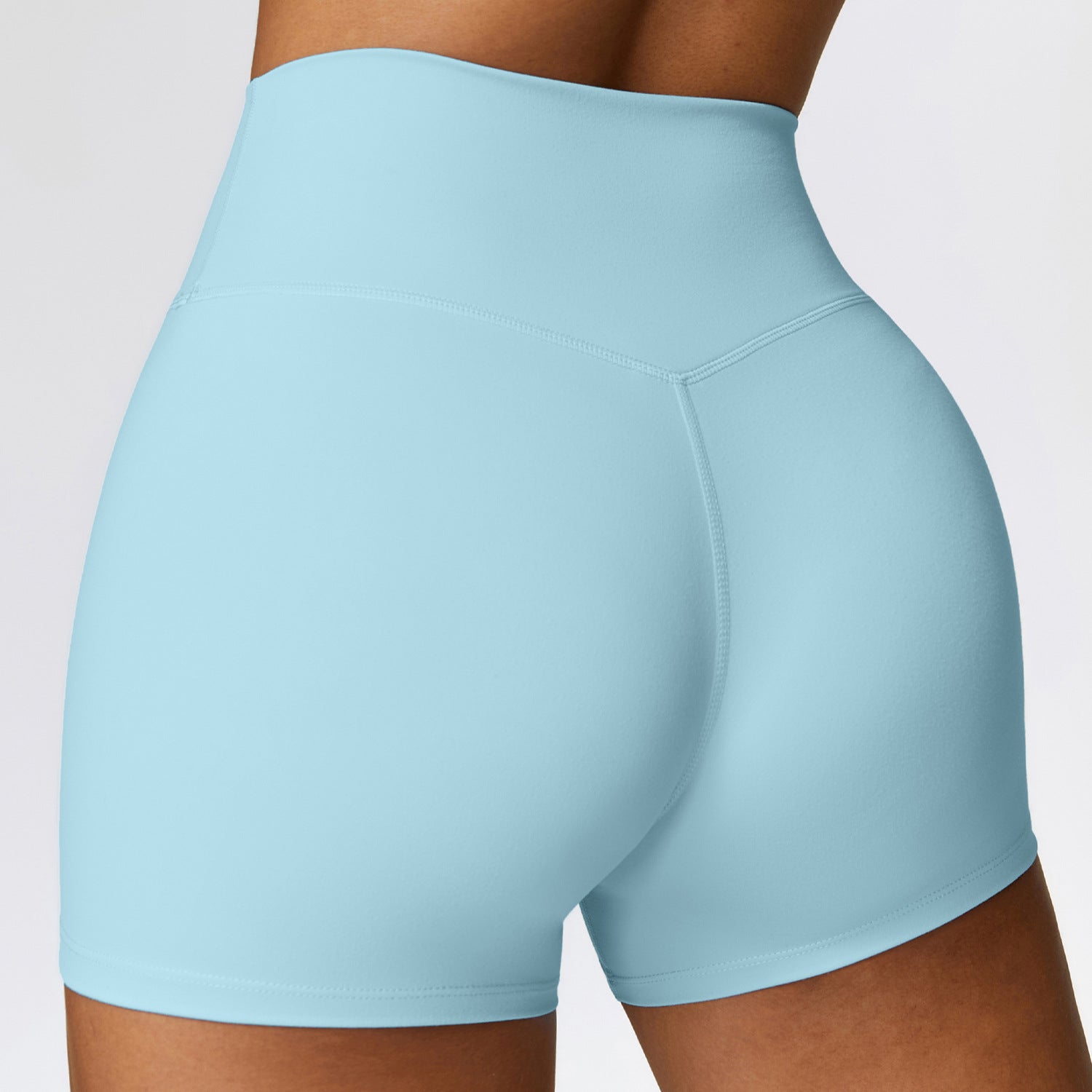European and American sanded tight yoga shorts women's high waist tummy control fitness pants hip lifting running shorts