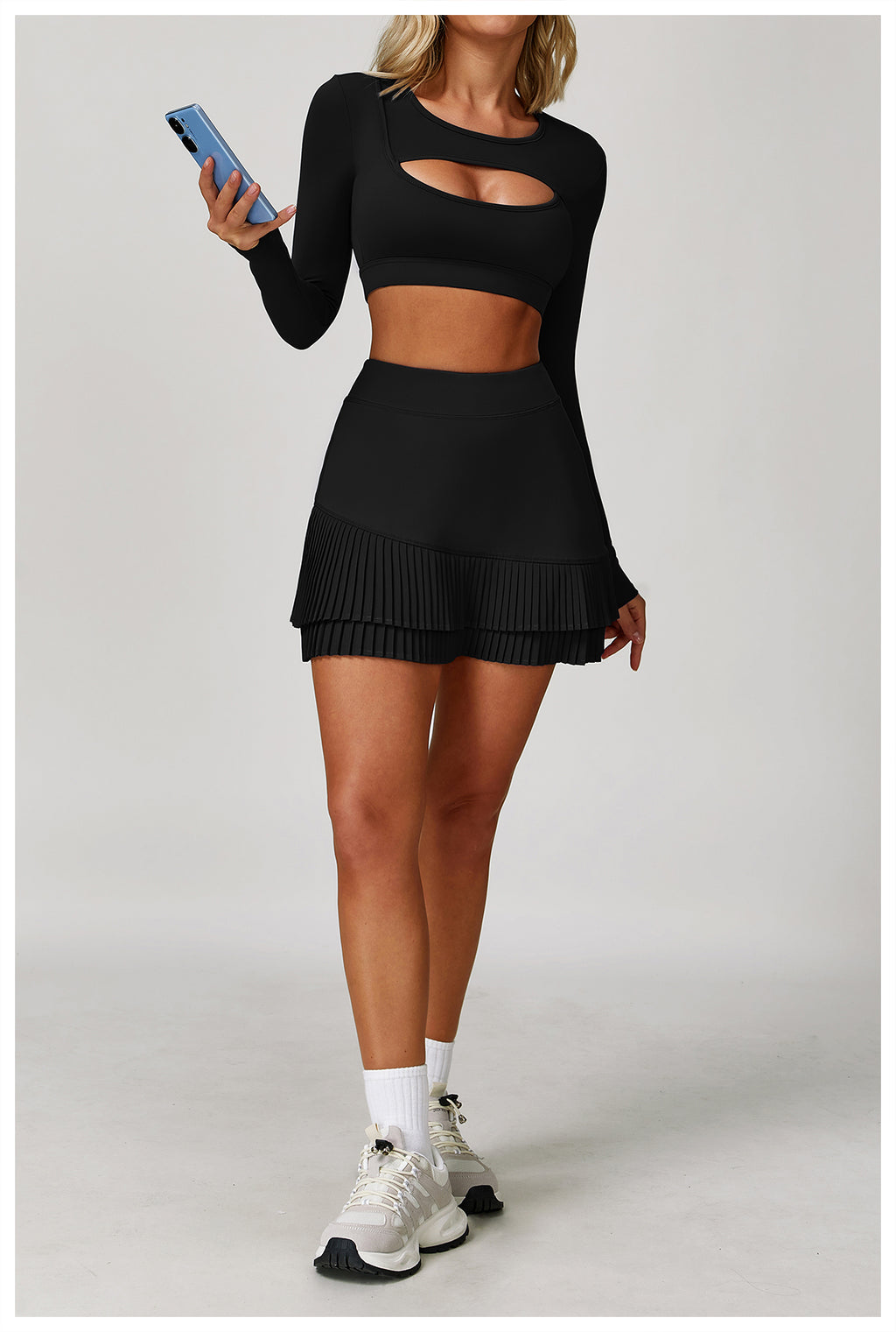 Nude tight yoga long-sleeved shockproof sports hollow T-shirt running fitness yoga top