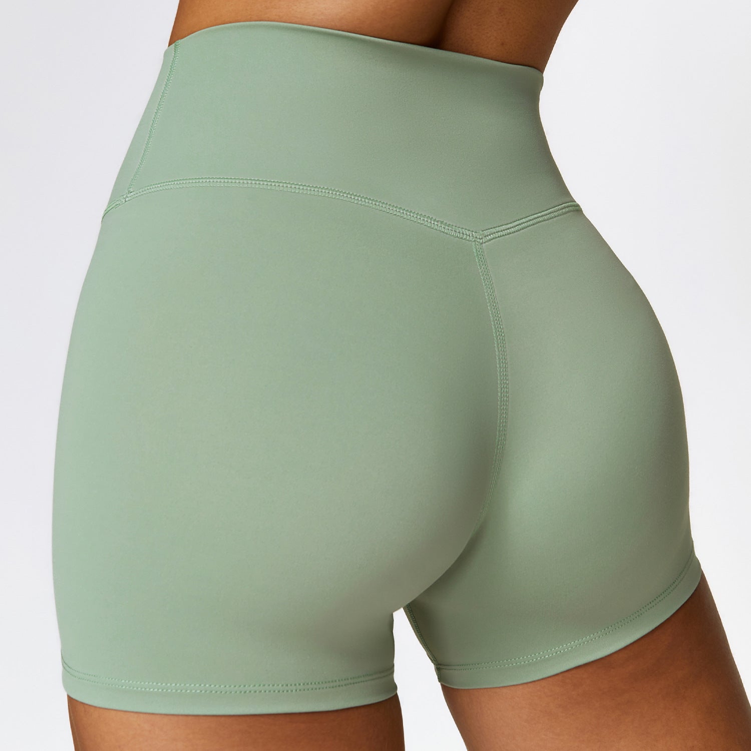European and American sanded tight yoga shorts women's high waist tummy control fitness pants hip lifting running shorts