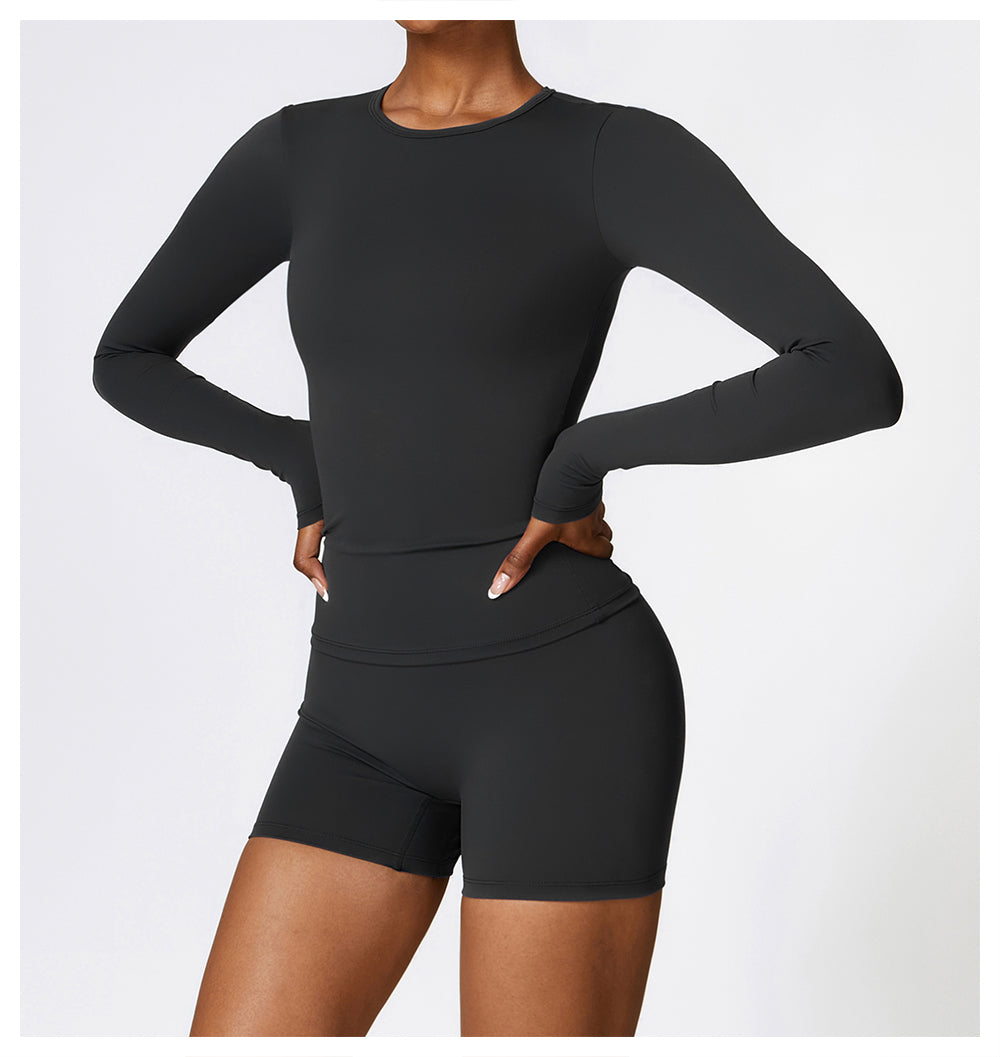 Winter brushed long-sleeved yoga clothes high-intensity fitness clothes Pilates running sports long-sleeved tops