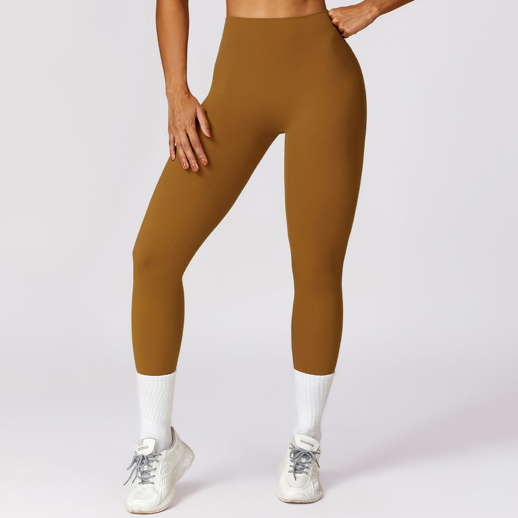 Quick-drying tight yoga pants, brushed tummy-control and hip-lifting high-waisted fitness pants, outdoor running sports pants