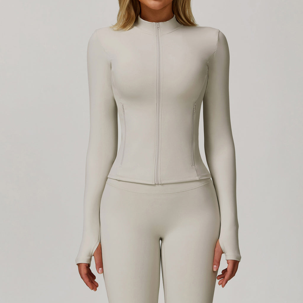 Autumn and winter zipper long-sleeved quick-drying yoga jacket outdoor casual top running sports fitness clothes