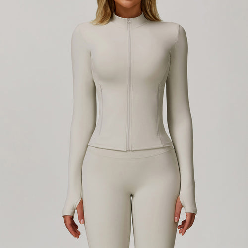 Autumn and winter zipper long-sleeved quick-drying yoga jacket outdoor casual top running sports fitness clothes