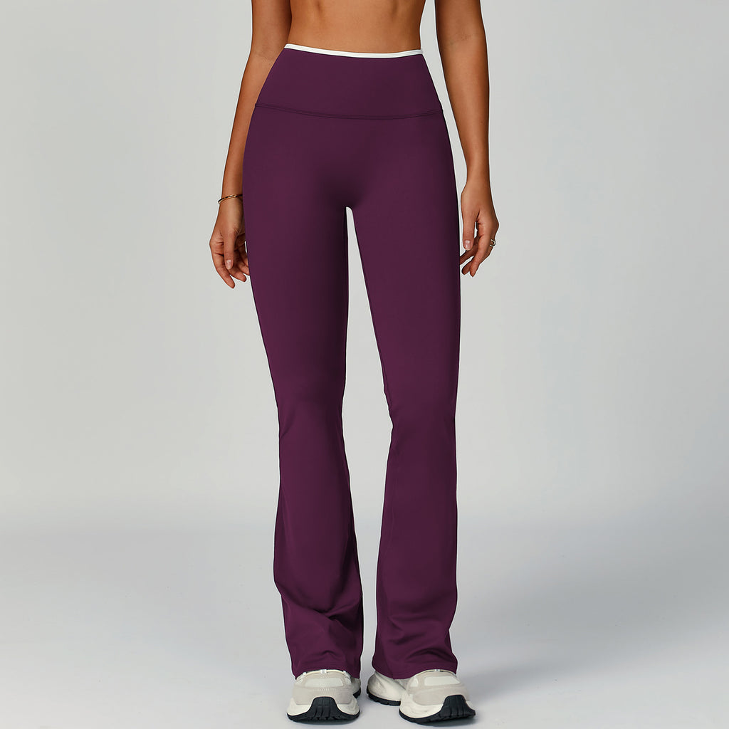 Sports flared pants contrast color high waist quick dry wide leg trousers sports running fitness flared pants