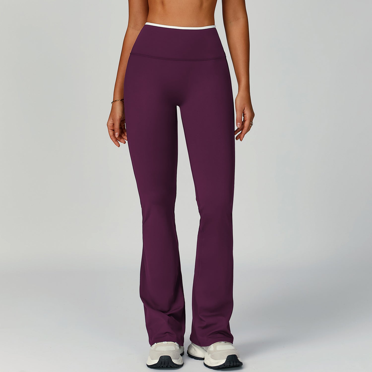 Sports flared pants contrast color high waist quick dry wide leg trousers sports running fitness flared pants