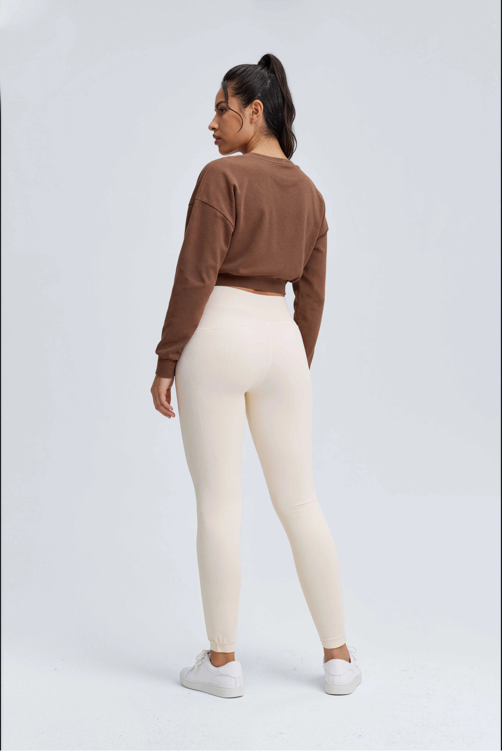 【Pre-sale 】Fameset Basic Crossover High-Waisted Ribbed Yoga Leggings