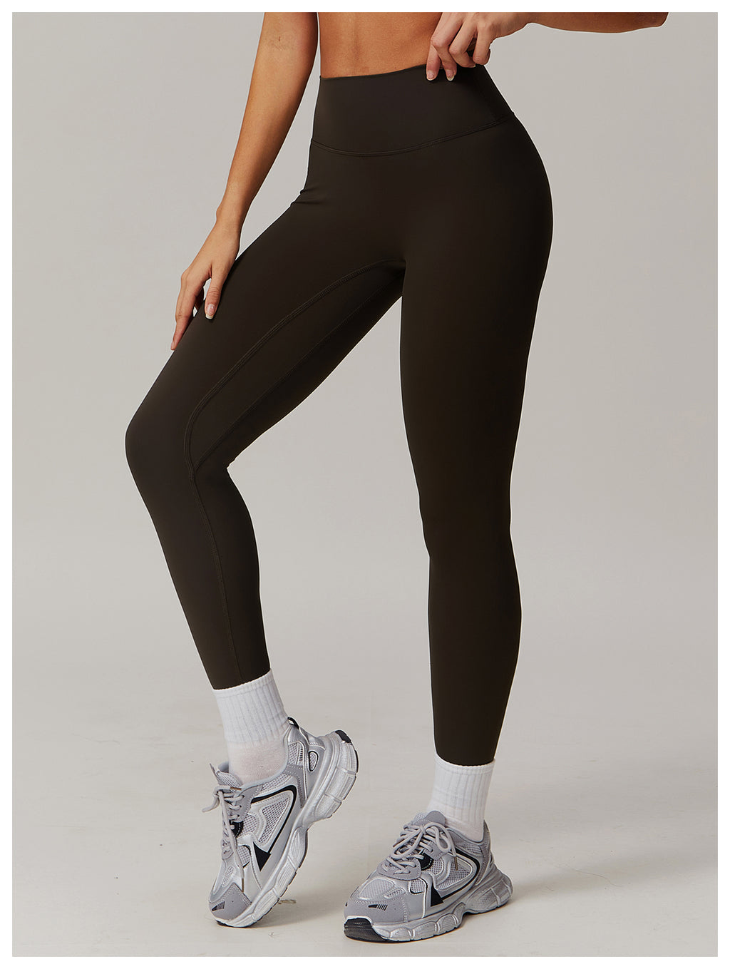 Quick-drying tight yoga pants, brushed tummy-control and hip-lifting high-waisted fitness pants, outdoor running sports pants