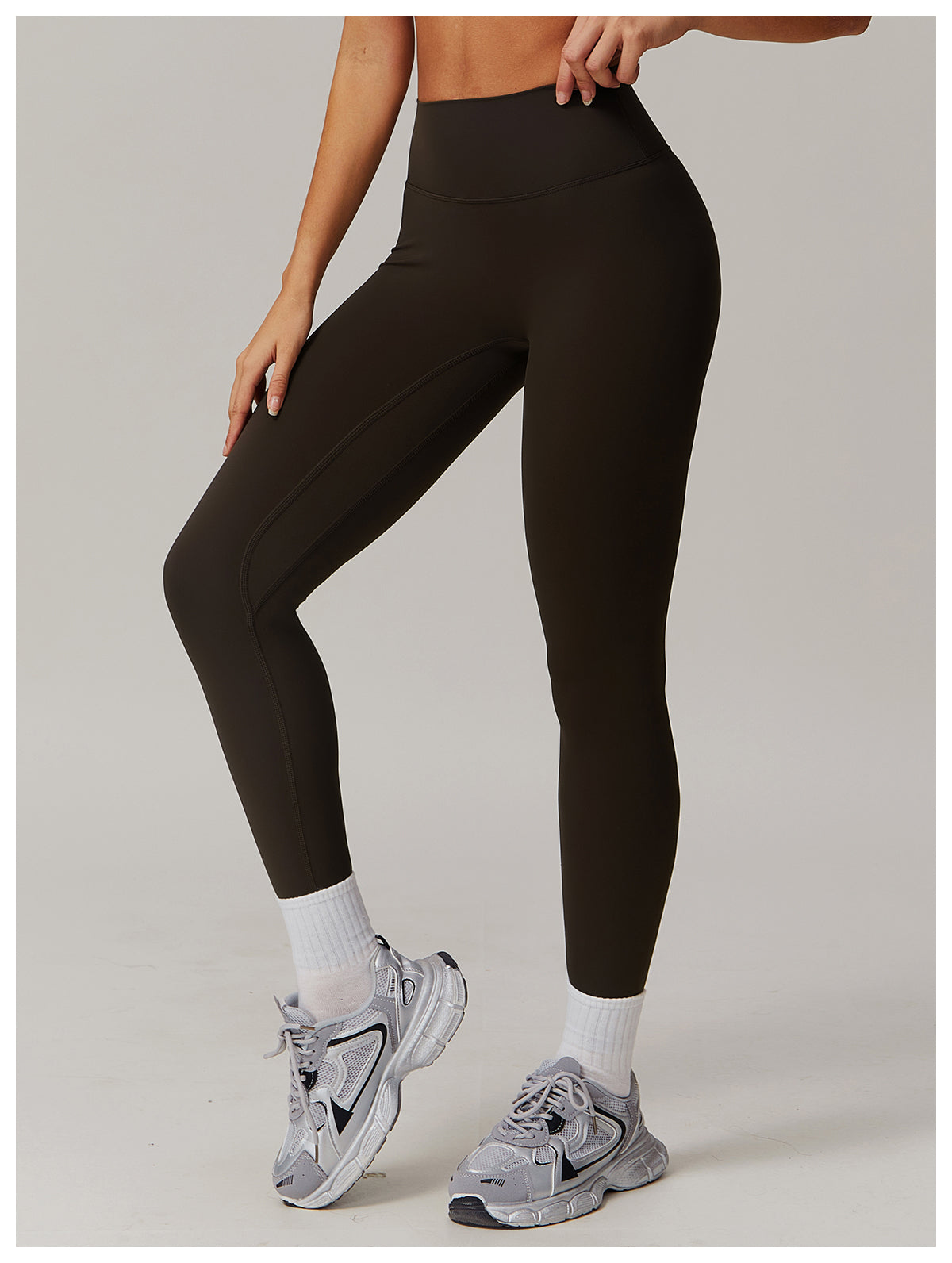 Quick-drying tight yoga pants, brushed tummy-control and hip-lifting high-waisted fitness pants, outdoor running sports pants