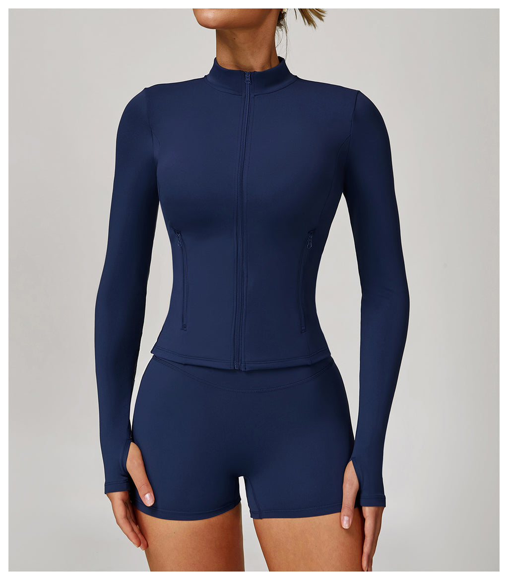 Autumn and winter zipper long-sleeved quick-drying yoga jacket outdoor casual top running sports fitness clothes
