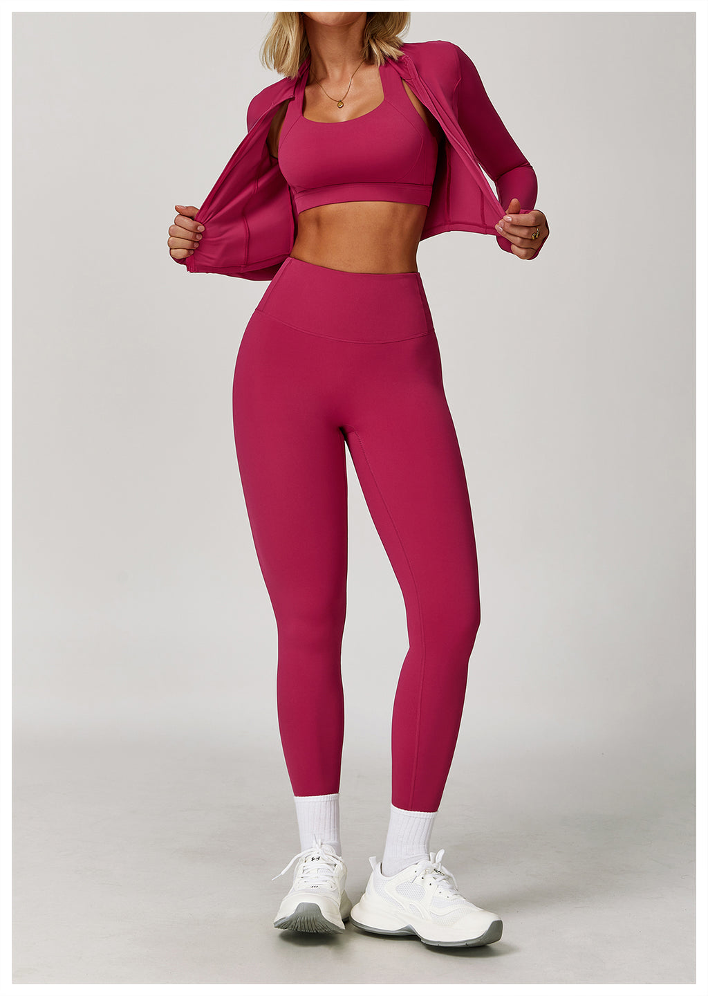 Zipper outdoor running sports yoga jacket slim fitness long sleeve jacket girls quick-drying yoga clothes