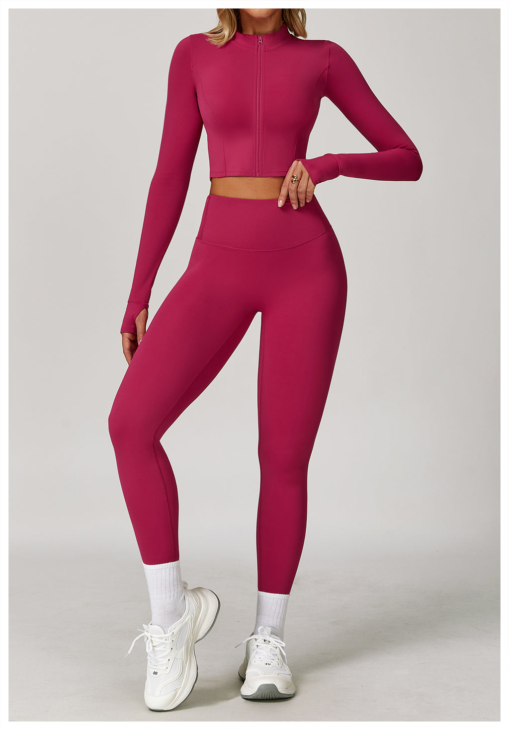 Zipper outdoor running sports yoga jacket slim fitness long sleeve jacket girls quick-drying yoga clothes