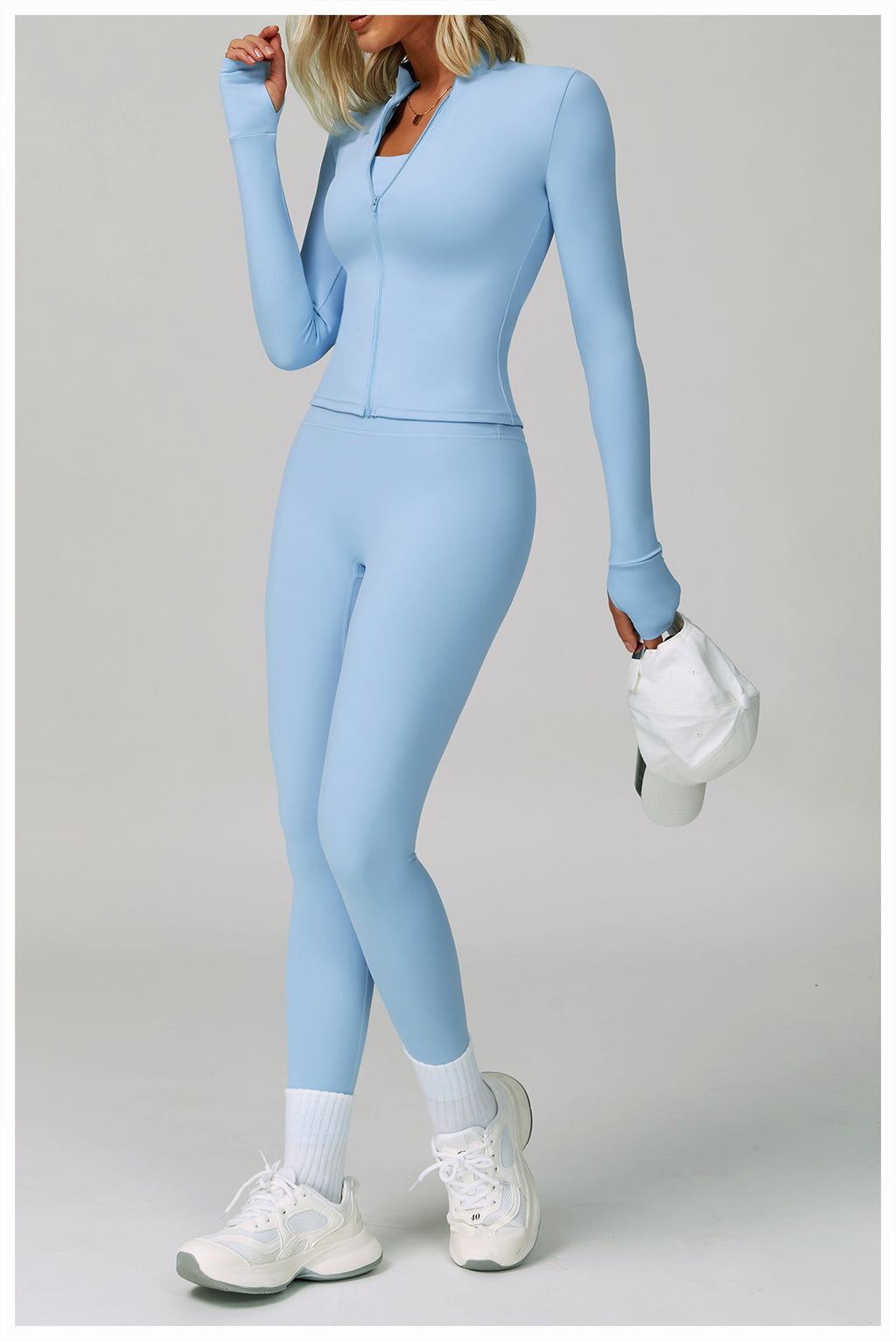 Zipper tight running sports tops breathable nude fitness jacket training quick-drying long-sleeved yoga clothes for women