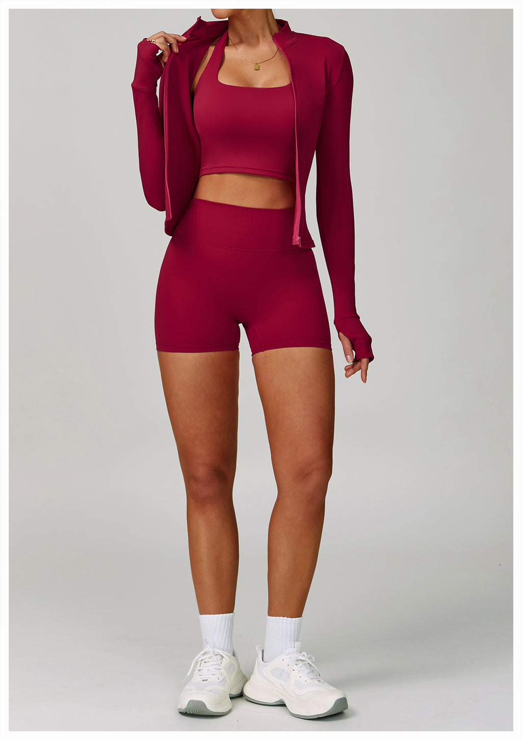 Zipper tight running sports tops breathable nude fitness jacket training quick-drying long-sleeved yoga clothes for women