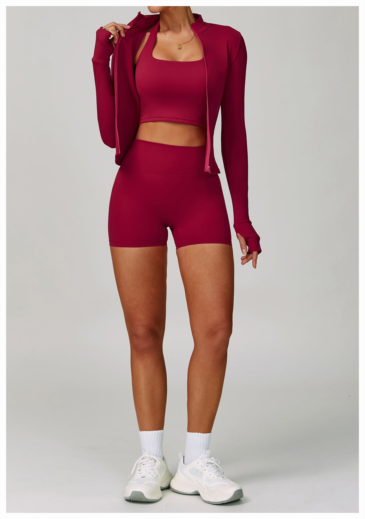 Zipper tight running sports tops breathable nude fitness jacket training quick-drying long-sleeved yoga clothes for women