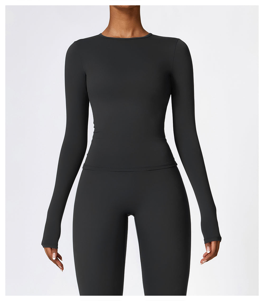 Winter brushed long-sleeved yoga clothes high-intensity fitness clothes Pilates running sports long-sleeved tops