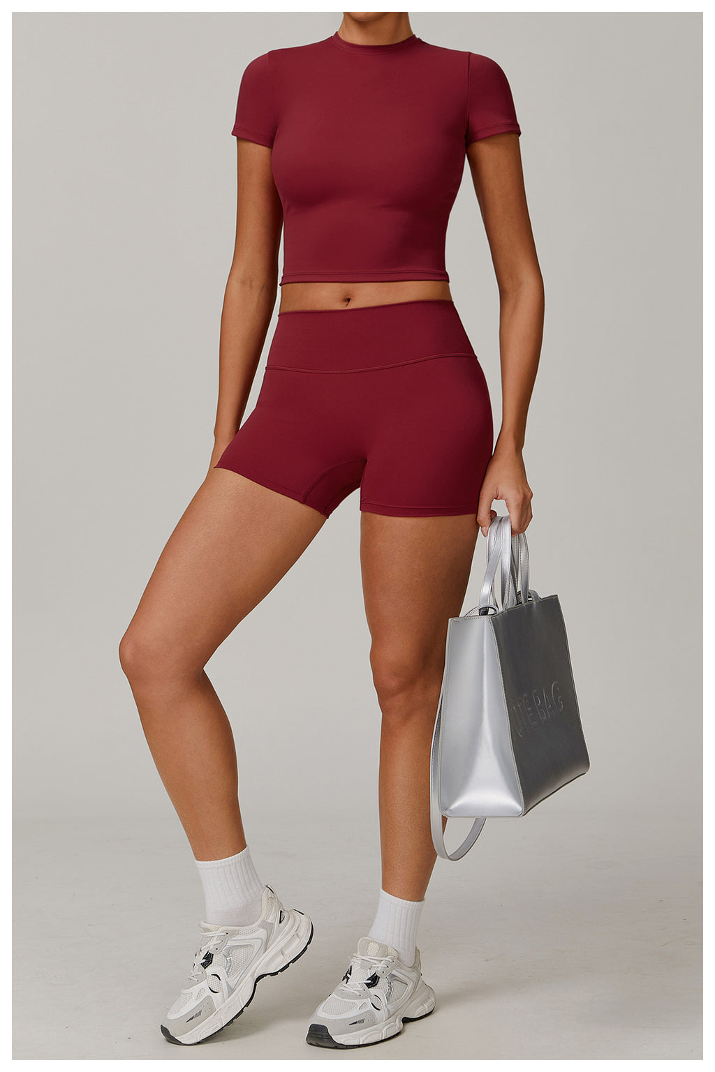 Tight-fitting sanded yoga T-shirt slim-fit versatile outdoor sports short-sleeved women's fitness yoga top