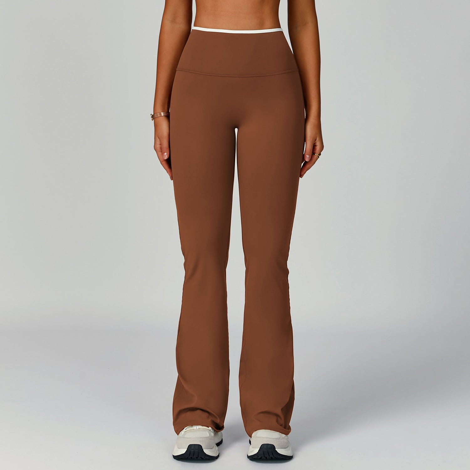 Sports flared pants contrast color high waist quick dry wide leg trousers sports running fitness flared pants