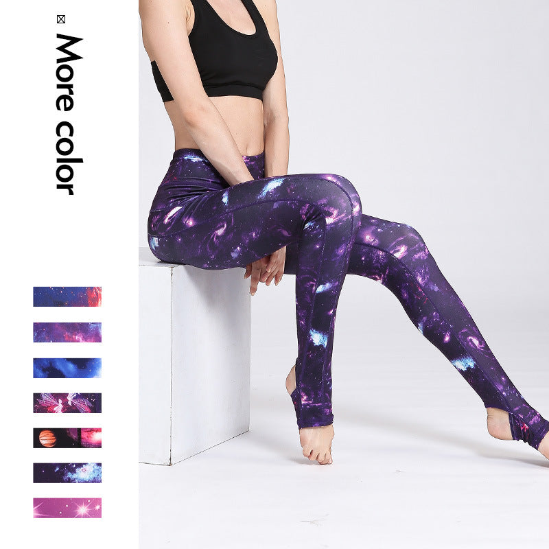 New style printed yoga pants women's sports fitness pants high waist tight fitness pants European and American yoga clothes