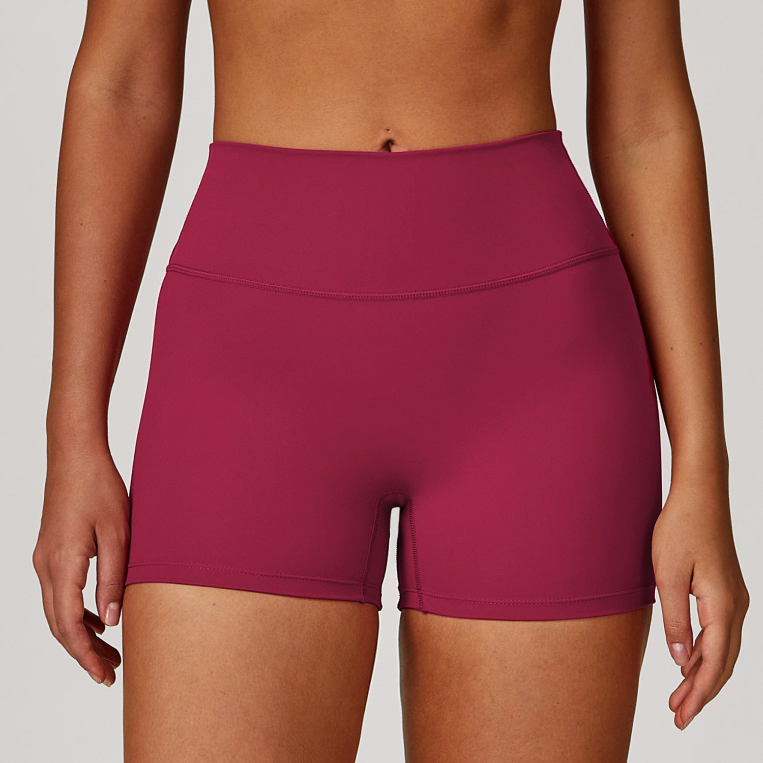 European and American sanded tight yoga shorts women's high waist tummy control fitness pants hip lifting running shorts