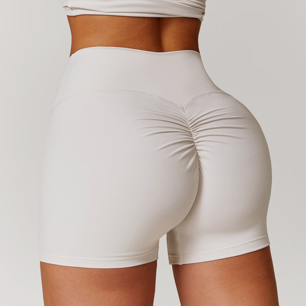 Brushed high waist yoga shorts tummy control peach butt lift running fitness pants tight sports shorts
