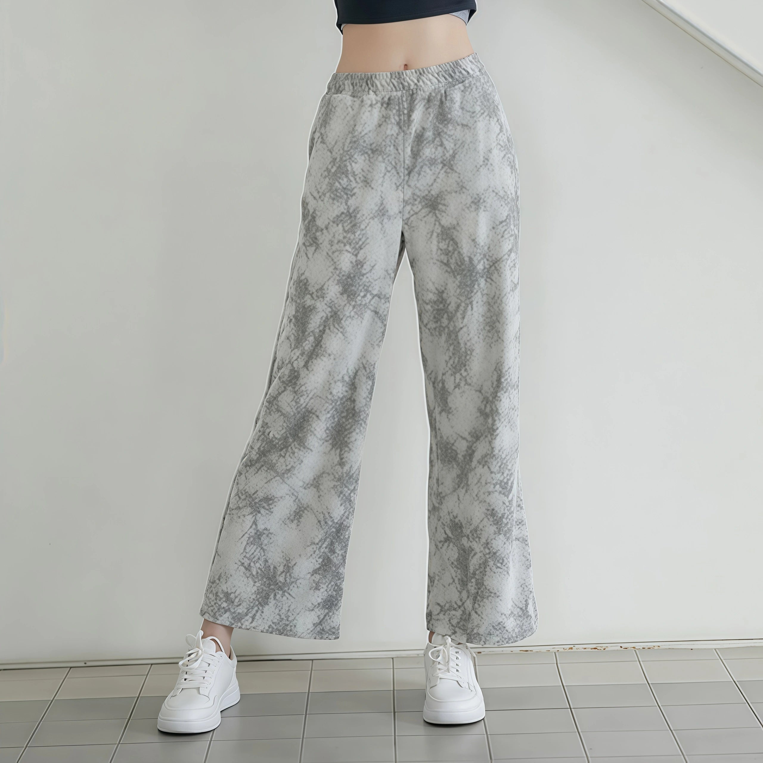 Autumn and winter new yoga clothes wide-leg pants loose casual elastic tie-dye fitness sports straight outdoor running trousers