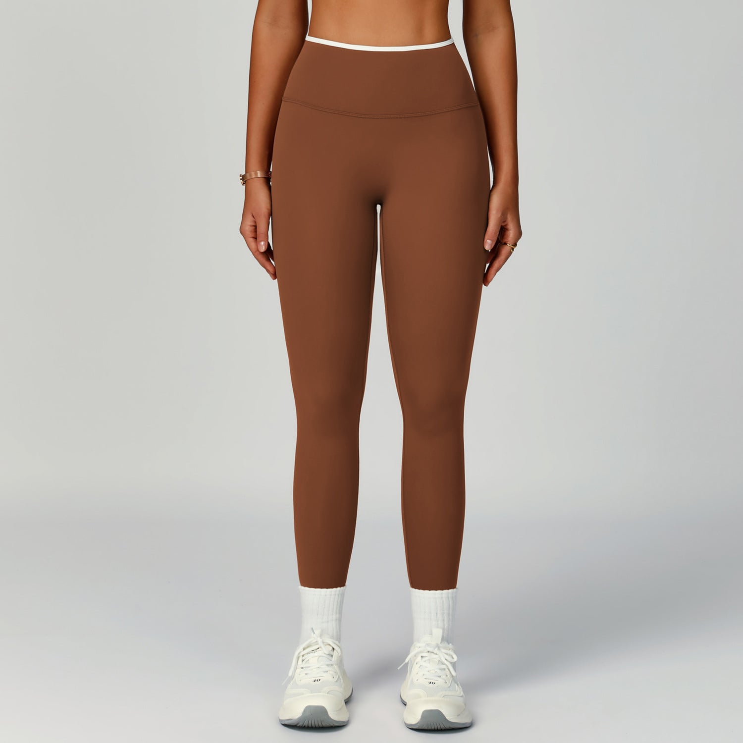 Nude Yoga Pants High Waist Contrast Color Quick-Drying Pants Sports Running Fitness Tights