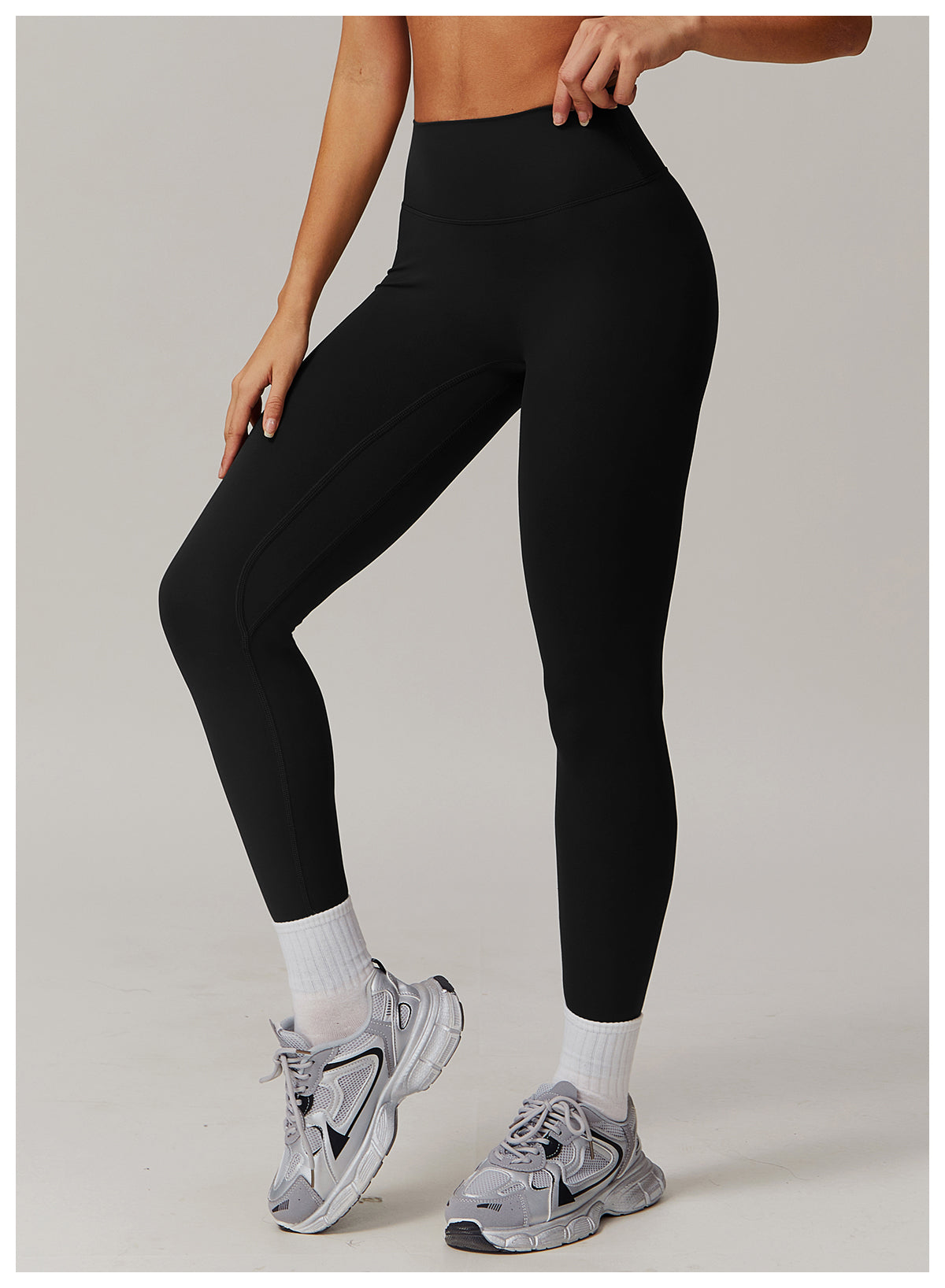 Quick-drying tight yoga pants, brushed tummy-control and hip-lifting high-waisted fitness pants, outdoor running sports pants