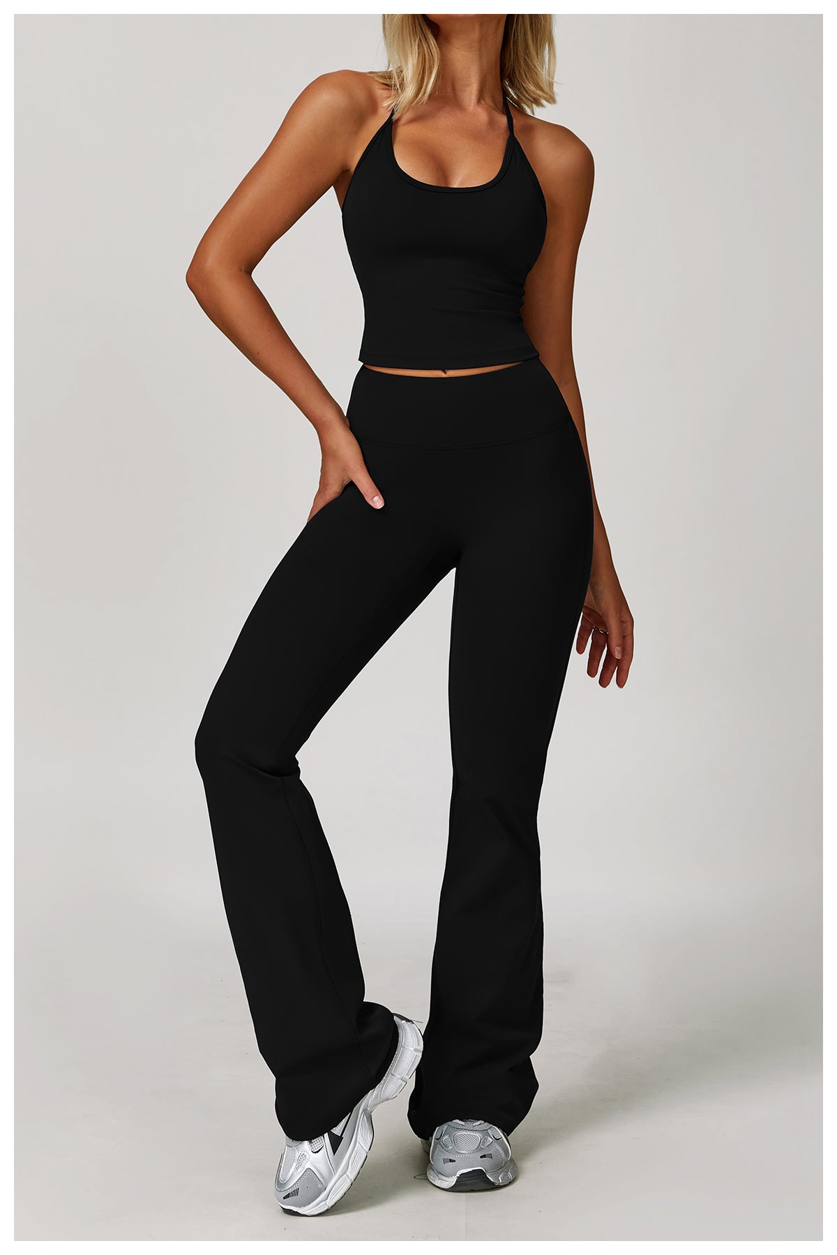 Cross-border brushed high-waist yoga pants tight wide-leg flared pants running sports fitness flared pants