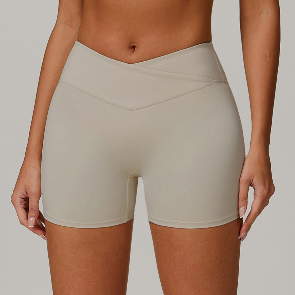 Nude Cross High Waist Yoga Shorts Peach Tight Hip Lifting Sports Shorts Women's Outerwear Fitness Pants