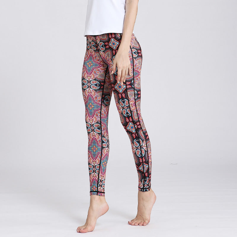 New style printed yoga pants women's sports fitness pants high waist tight fitness pants European and American yoga clothes