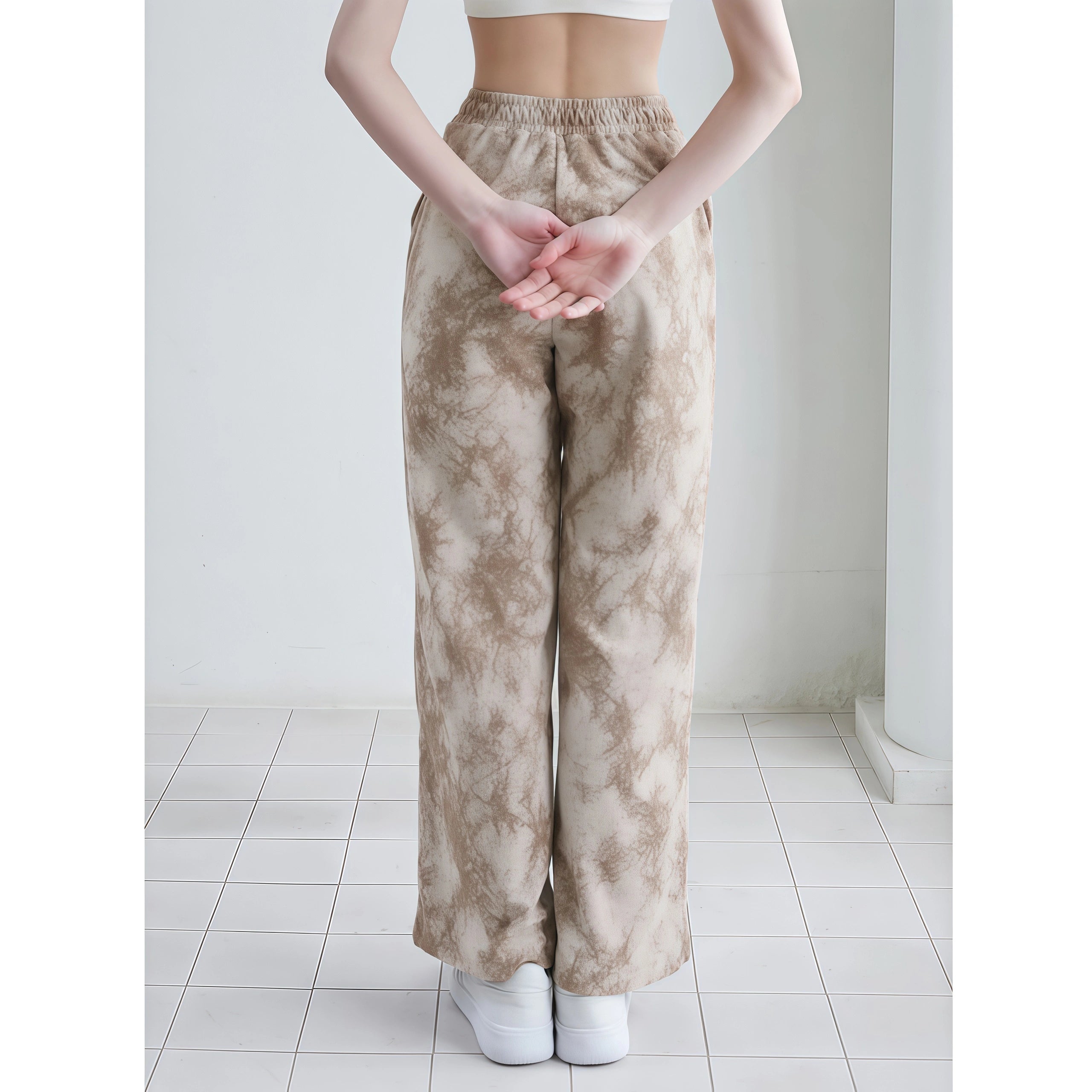 Autumn and winter new yoga clothes wide-leg pants loose casual elastic tie-dye fitness sports straight outdoor running trousers