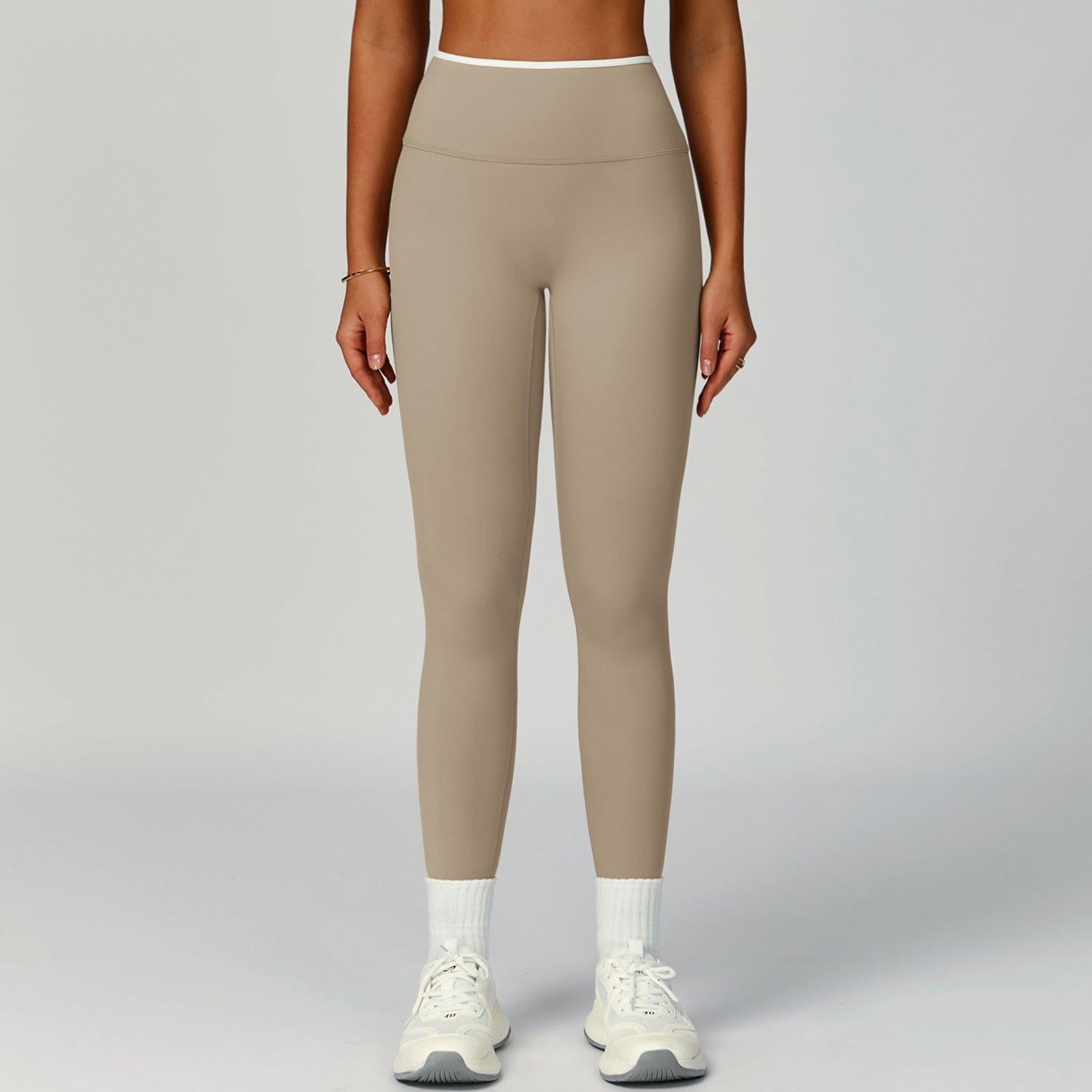 Nude Yoga Pants High Waist Contrast Color Quick-Drying Pants Sports Running Fitness Tights
