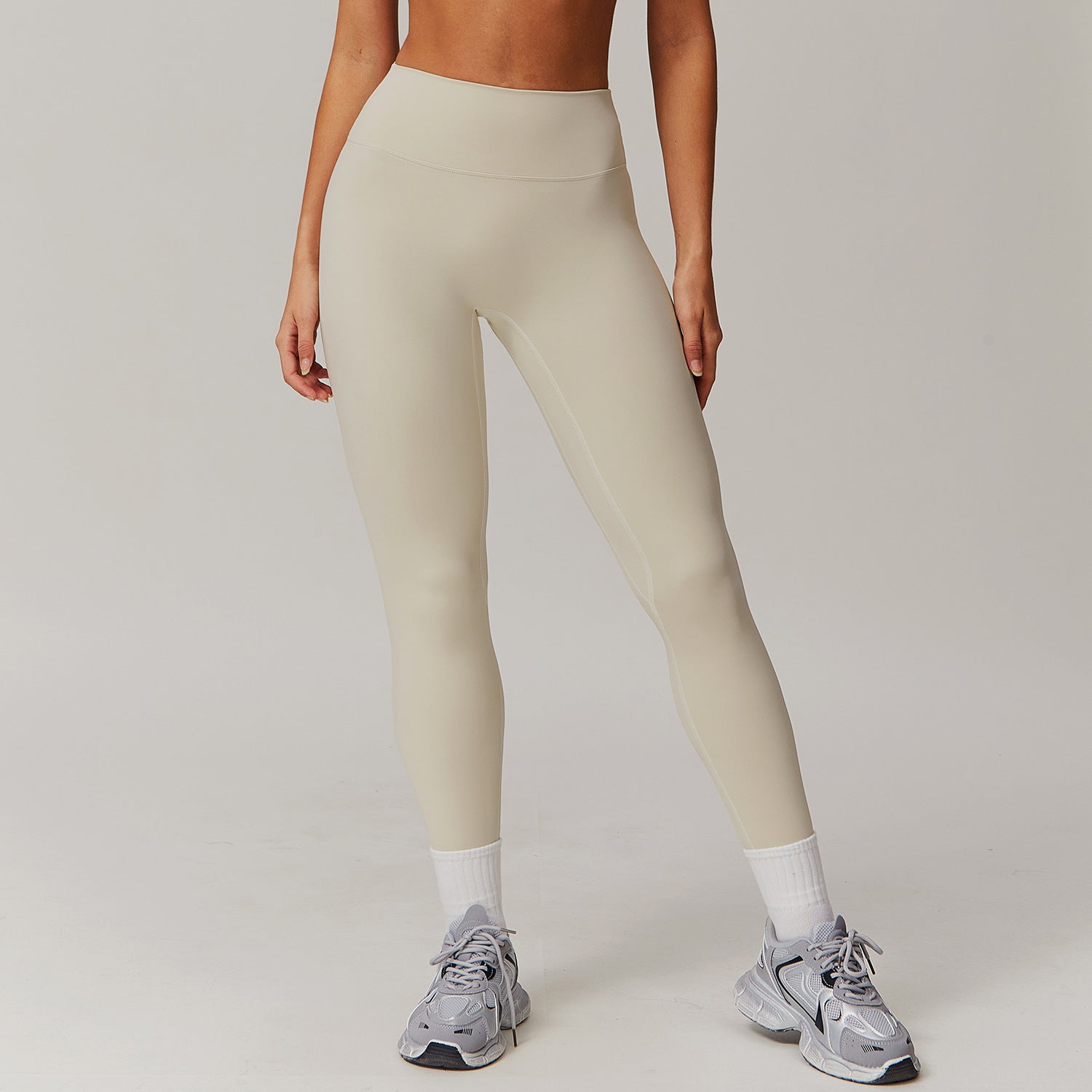 Quick-drying tight yoga pants, brushed tummy-control and hip-lifting high-waisted fitness pants, outdoor running sports pants