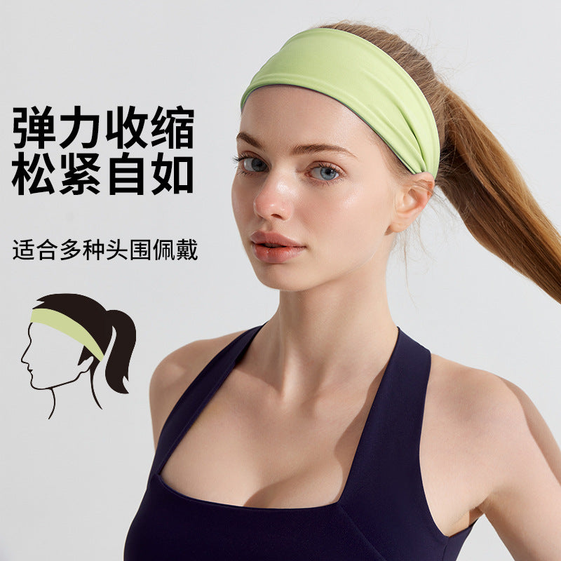 Elastic headband sports headband women's antiperspirant sweat absorption running fitness yoga bandana headband bundle headband women's wide brim