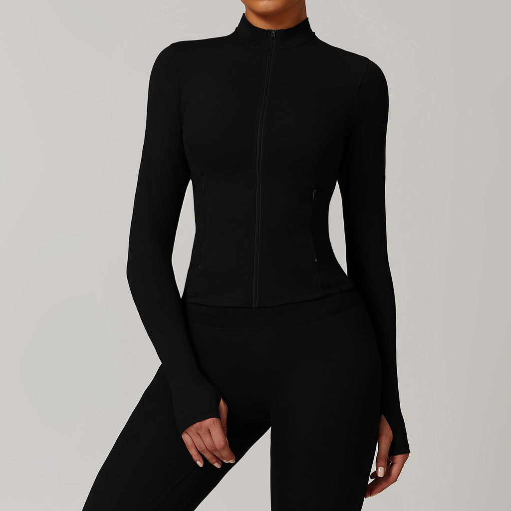 Autumn and winter zipper long-sleeved quick-drying yoga jacket outdoor casual top running sports fitness clothes