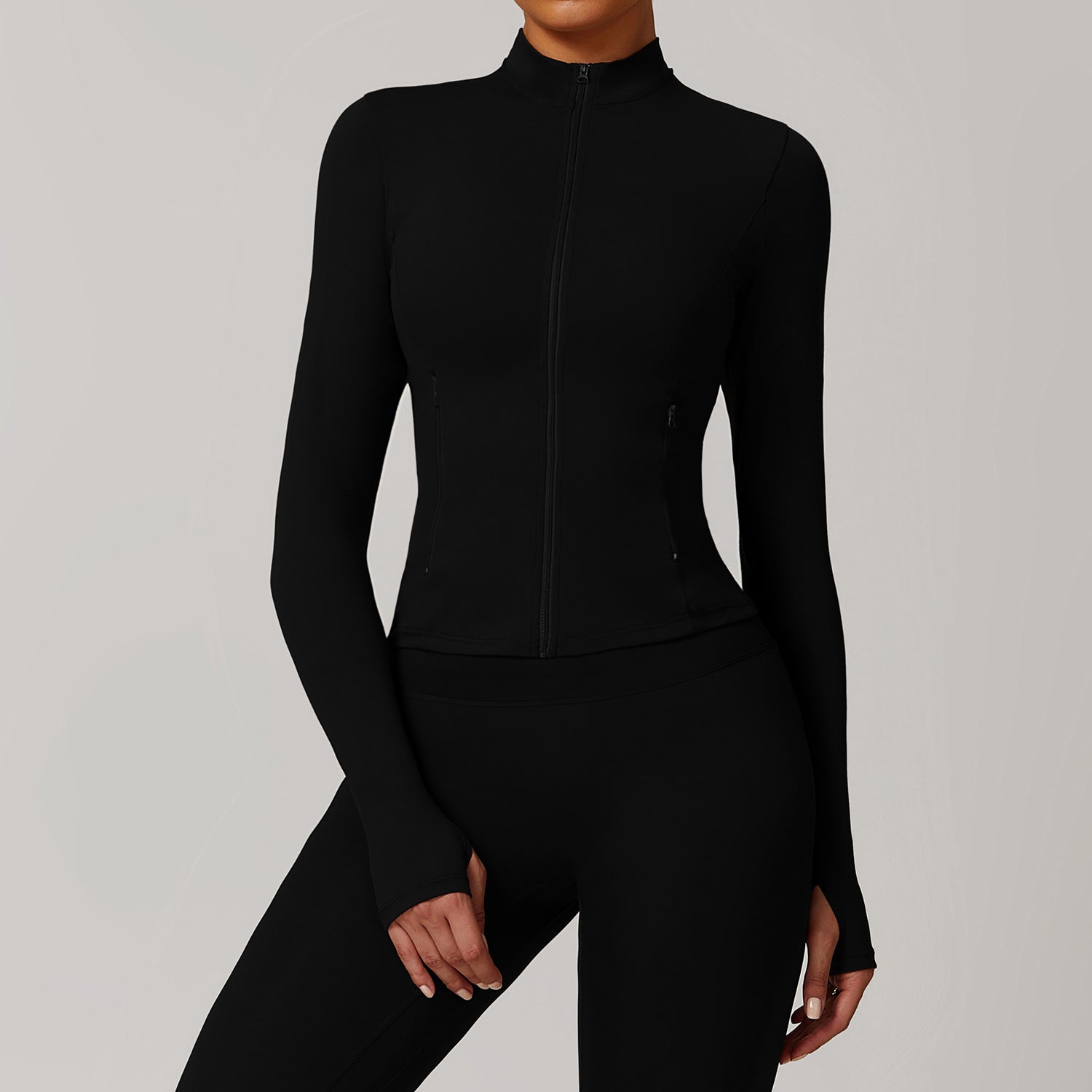 Autumn and winter zipper long-sleeved quick-drying yoga jacket outdoor casual top running sports fitness clothes