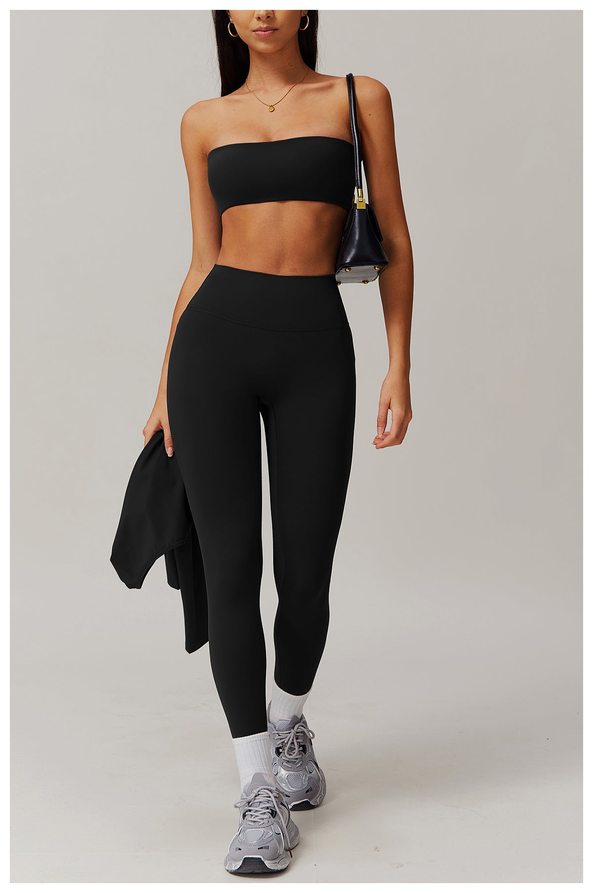 Quick-drying tight yoga pants, brushed tummy-control and hip-lifting high-waisted fitness pants, outdoor running sports pants