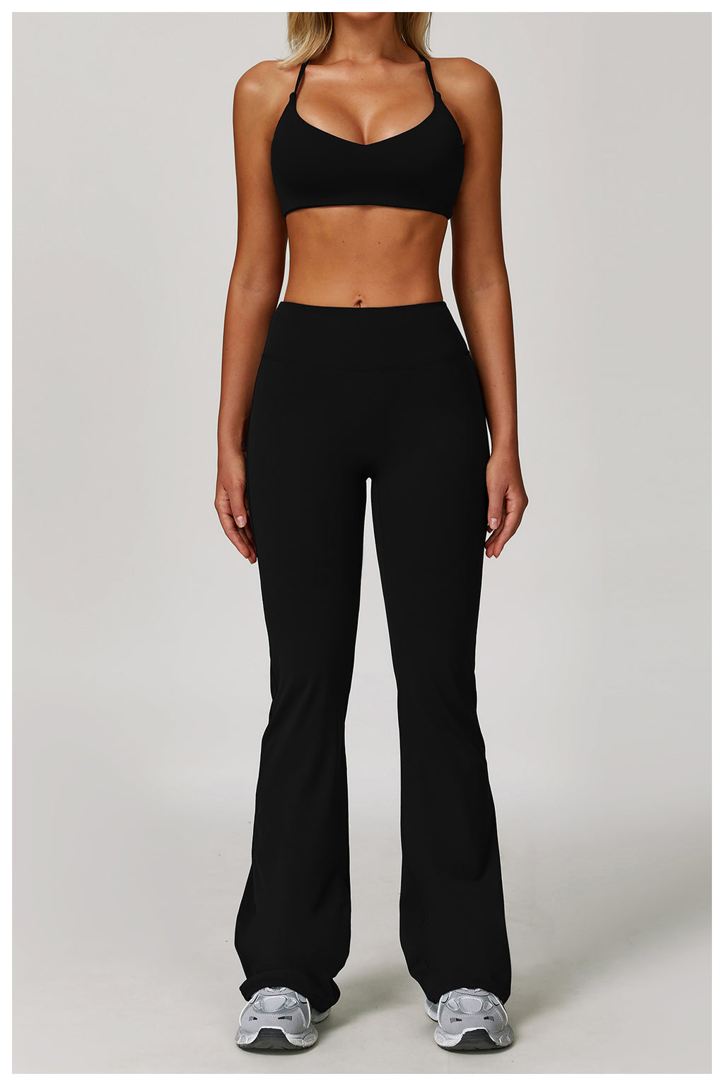 Cross-border brushed high-waist yoga pants tight wide-leg flared pants running sports fitness flared pants