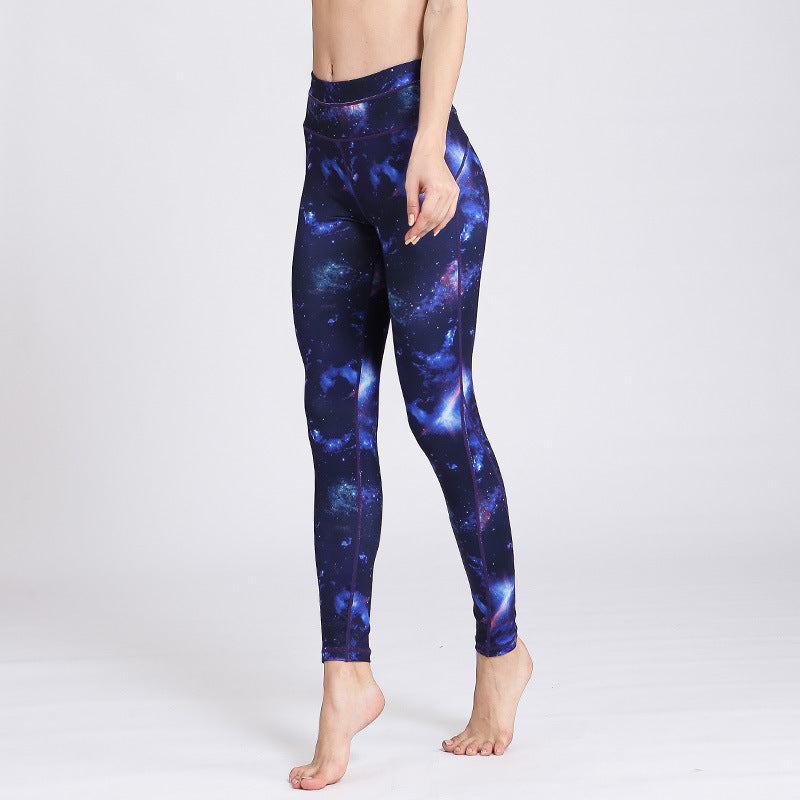 New style printed yoga pants women's sports fitness pants high waist tight fitness pants European and American yoga clothes