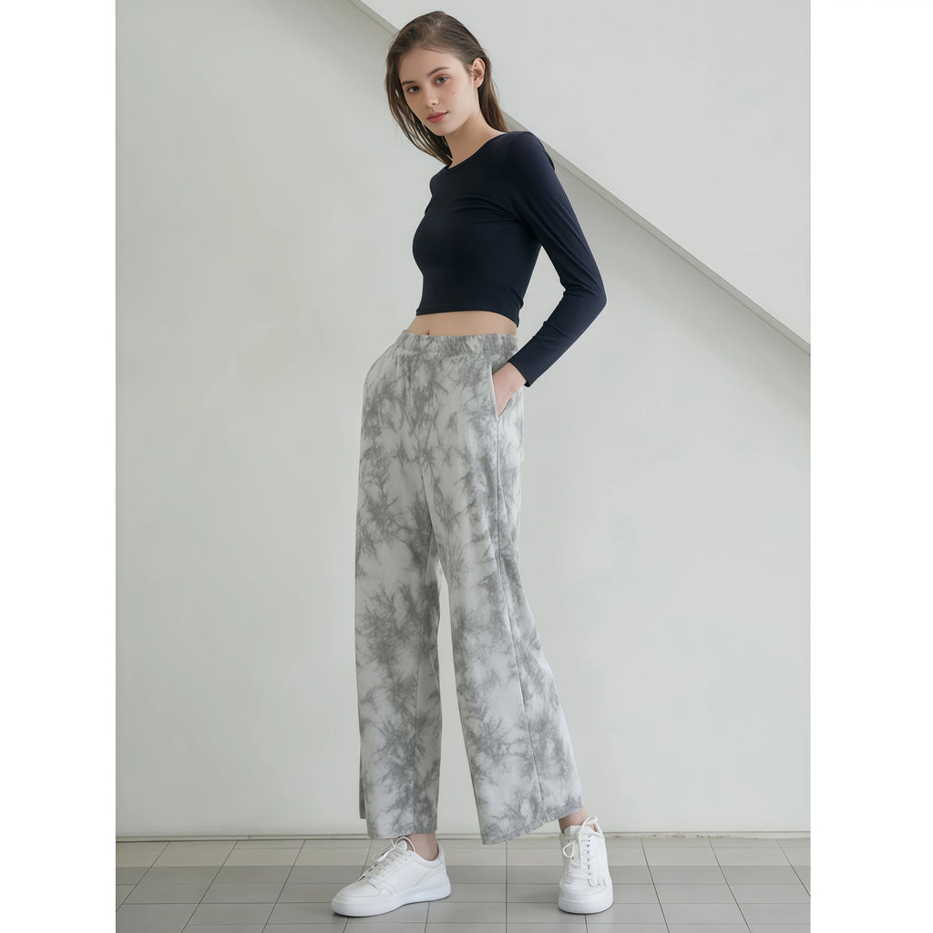 Autumn and winter new yoga clothes wide-leg pants loose casual elastic tie-dye fitness sports straight outdoor running trousers