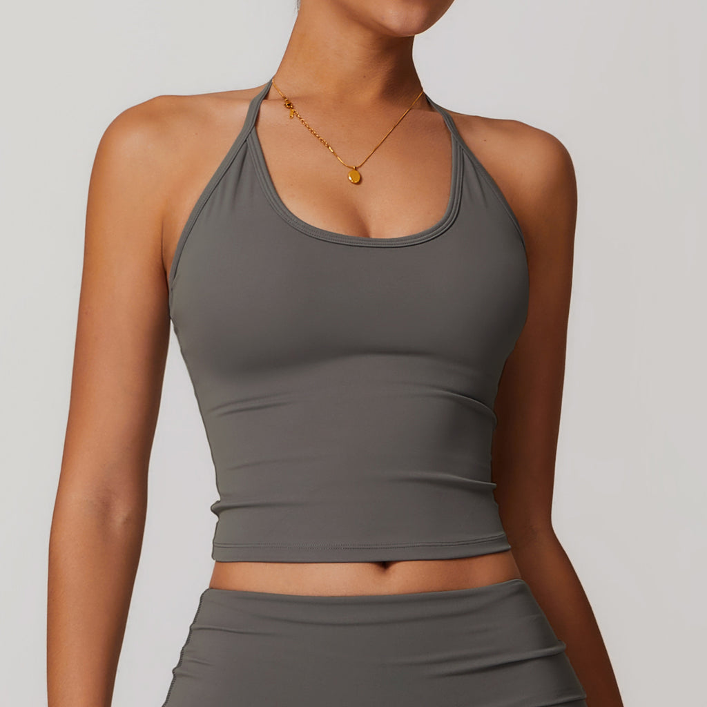 Women's Strapless Back Yoga Vest with Chest Pads for Casual Fit and Quick-Drying Fitness Tops