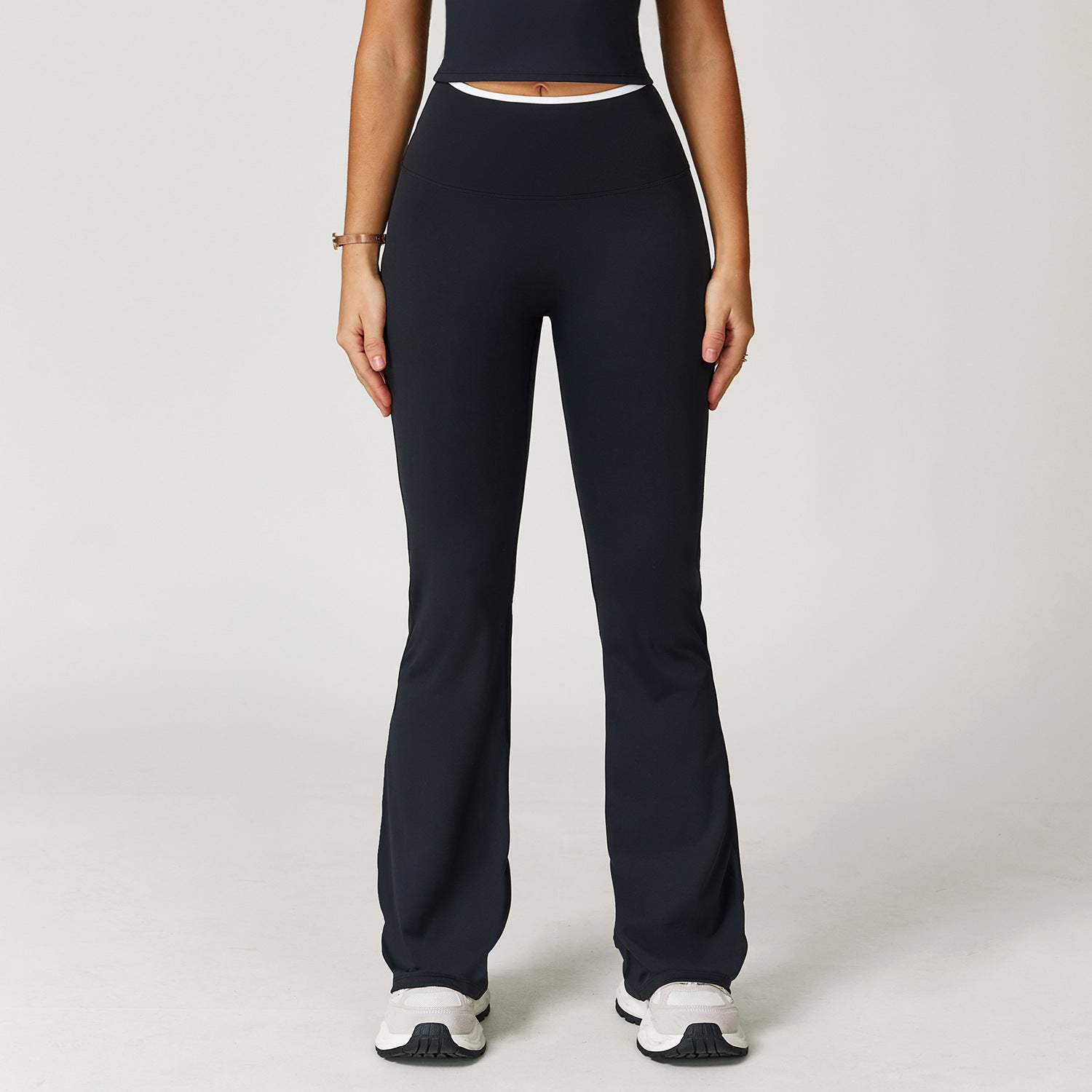 Sports flared pants contrast color high waist quick dry wide leg trousers sports running fitness flared pants