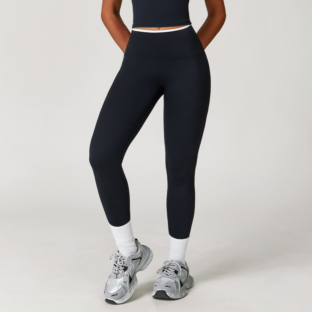 Nude Yoga Pants High Waist Contrast Color Quick-Drying Pants Sports Running Fitness Tights