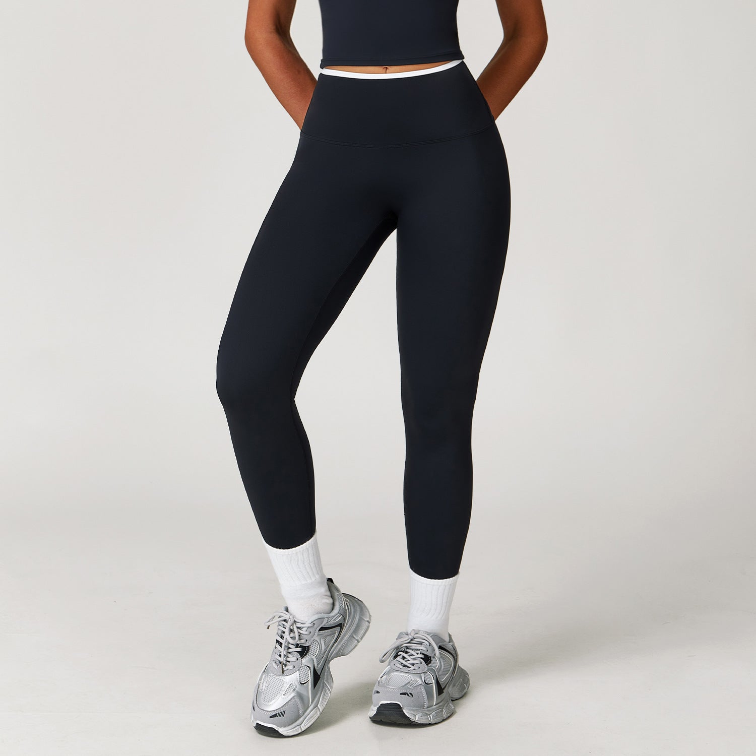 Nude Yoga Pants High Waist Contrast Color Quick-Drying Pants Sports Running Fitness Tights