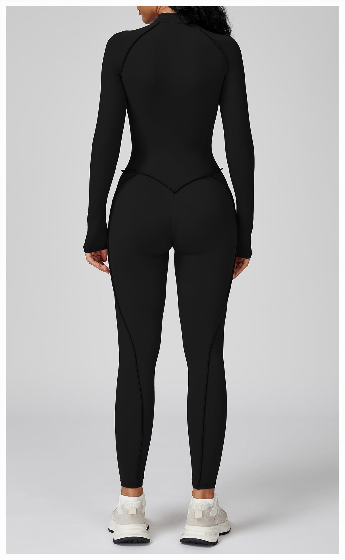 Contrast color stand collar jumpsuit half zip one-piece fitness suit women's high-intensity sports yoga suit