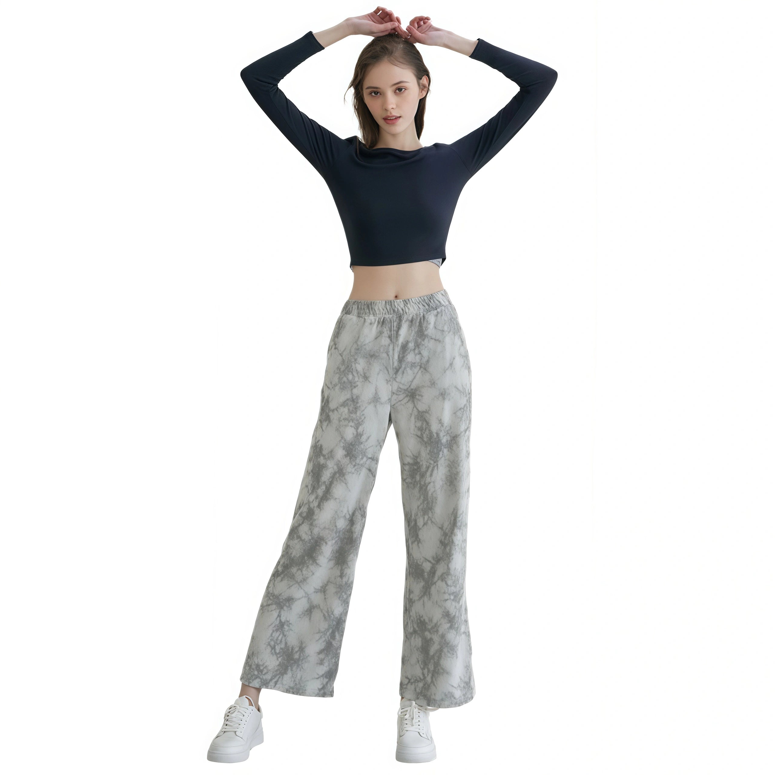 Autumn and winter new yoga clothes wide-leg pants loose casual elastic tie-dye fitness sports straight outdoor running trousers